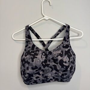 Athleta Black Camouflage Mesh Razorback Sports Bra 36D